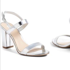 BP silver sandals with a block heel